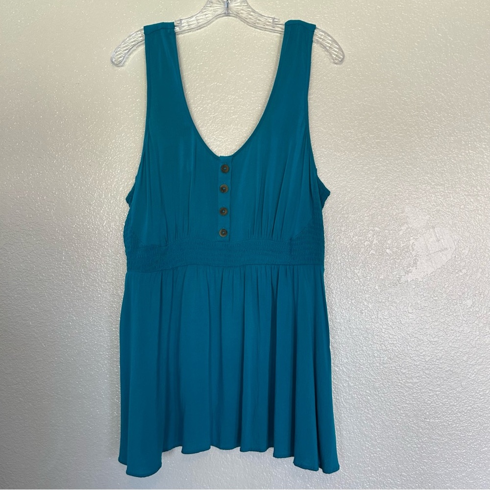 Torrid Teal Sleeveless Babydoll Rayon Stretch Pullover Top Size 1